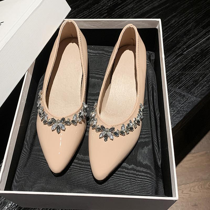 

Туфли-лодочки с острым носком на плоской подошве, мягкой подошве, новые весенние 2025 года, с внутренней платформой, банкетные, с мелким вырезом, темпераментные, элегантные, одинарные 40