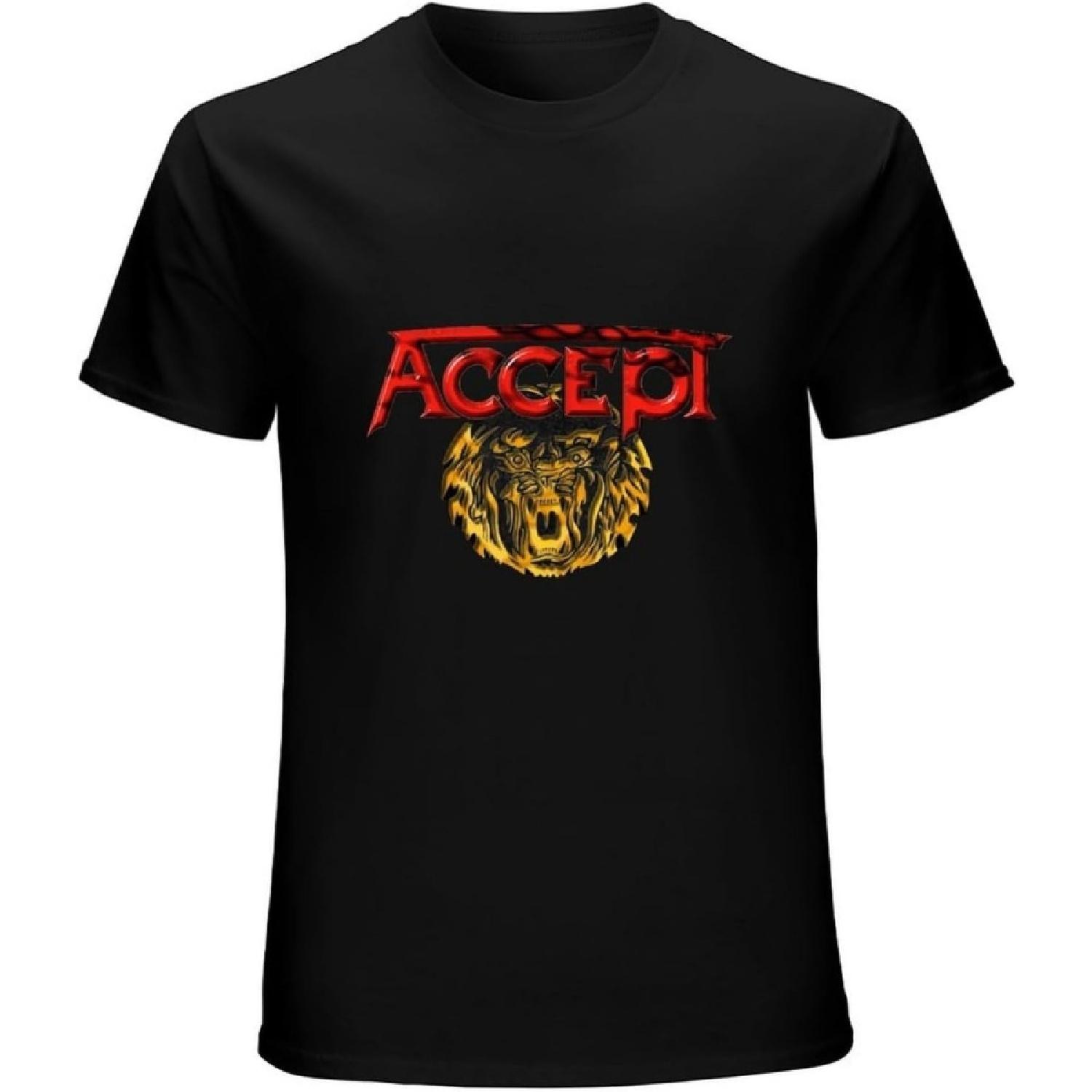Accept Band Logo Men s Round Neck T-Shirt Black S чёрный