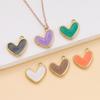 2Piece/Pack Stainless Steel Colorful Enamel Heart Charms for DIY Necklace Bracelet Earrings Trendy Jewelry Making Findings