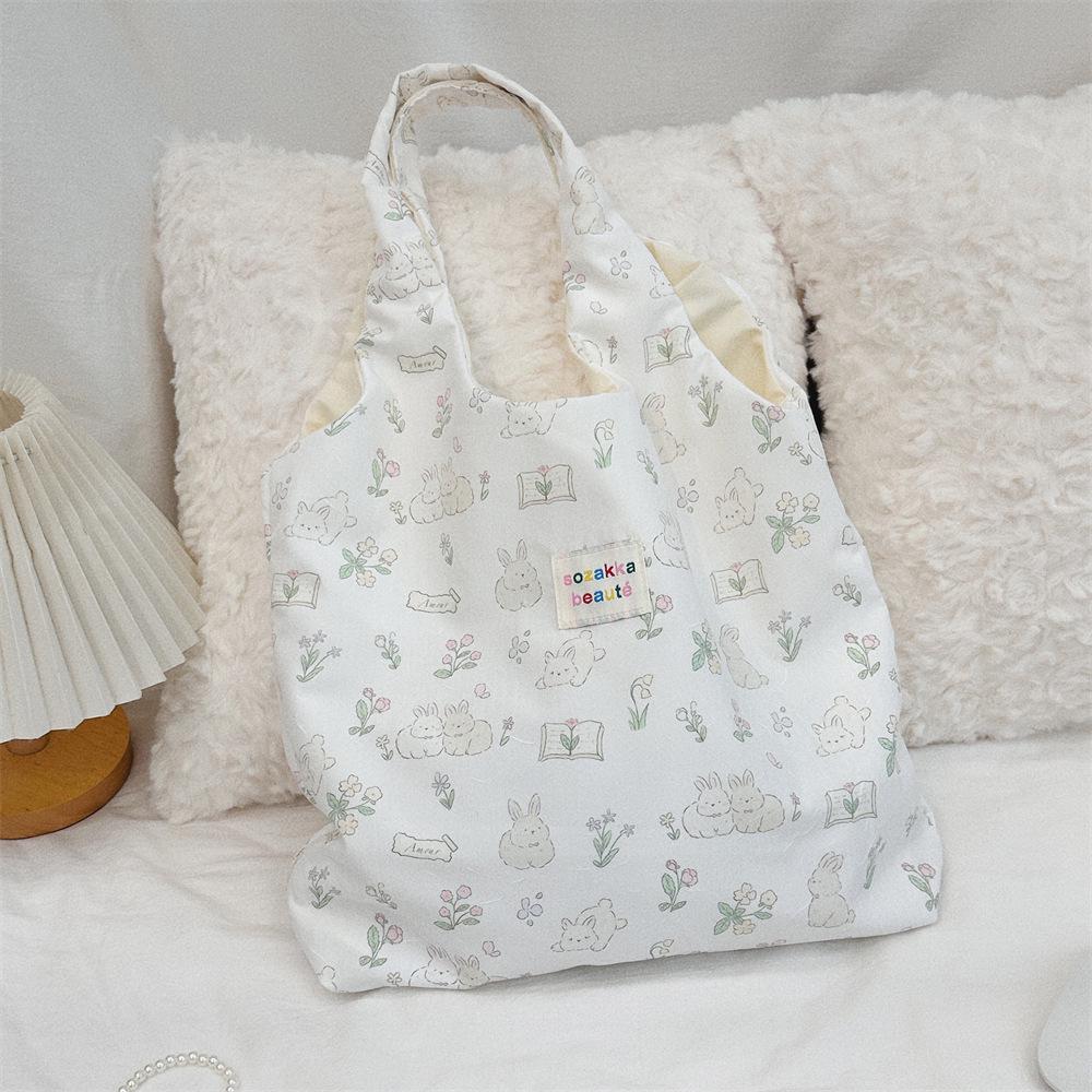Korean Summer Embossed Canvas Tote Bag - Large Capacity, Niche Design, Shoulder and Underarm Style