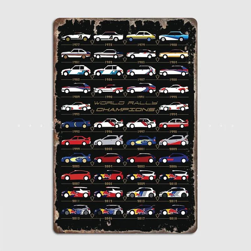 Rallying World Rally Aces Car Metal Sign Poster Garage Room Decor Automobile Club Custom Tin Vintage Home Decor