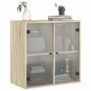 Vidaxl Wall Cabinet with Glass Doors, Sonoma Oak, 68X37X68.5 Cm