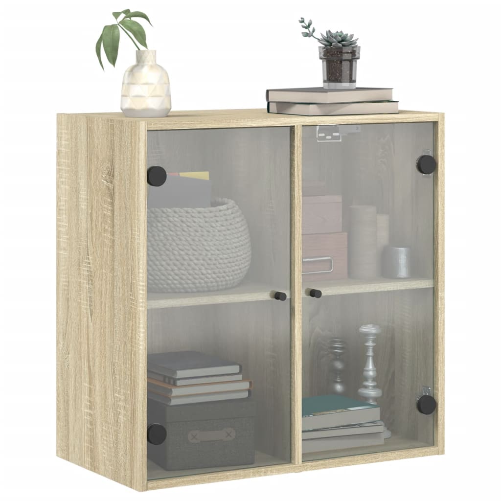 Vidaxl Wall Cabinet with Glass Doors, Sonoma Oak, 68X37X68.5 Cm