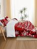 3-teiliges Bettbezug-Set mit Weihnachtsmotiv Rot Weihnachtsbaum-Druck Bettwäsche-Set Weicher Bequemer Bettbezug für Schlafzimmer Gästezimmer