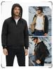 KEFITEVD Black Cold Weather Training Thick Padded Winter Sports Pullover Warm Jersey Solid Size L Men's Sweatshirt, Wear, Fleece-Lined Jacket,