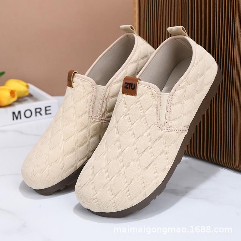 Womens Slip-On Casual Flat Shoes Breathable Mesh Comfortable Round Toe Low Heel Mom
