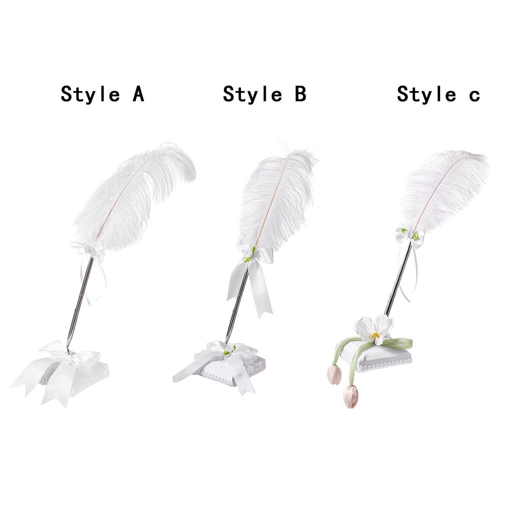 Wedding Pen with Stand Writing Feather Ballpoint Writing Pen Feather Pen for