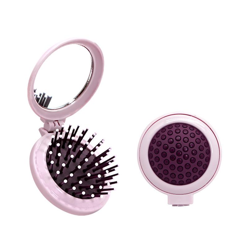 

Mini Pocket Mirror Folding Comb Girl Women Portable Round Pocket Small Travel Massage Hair Brush with Mirror Styling Accessories
