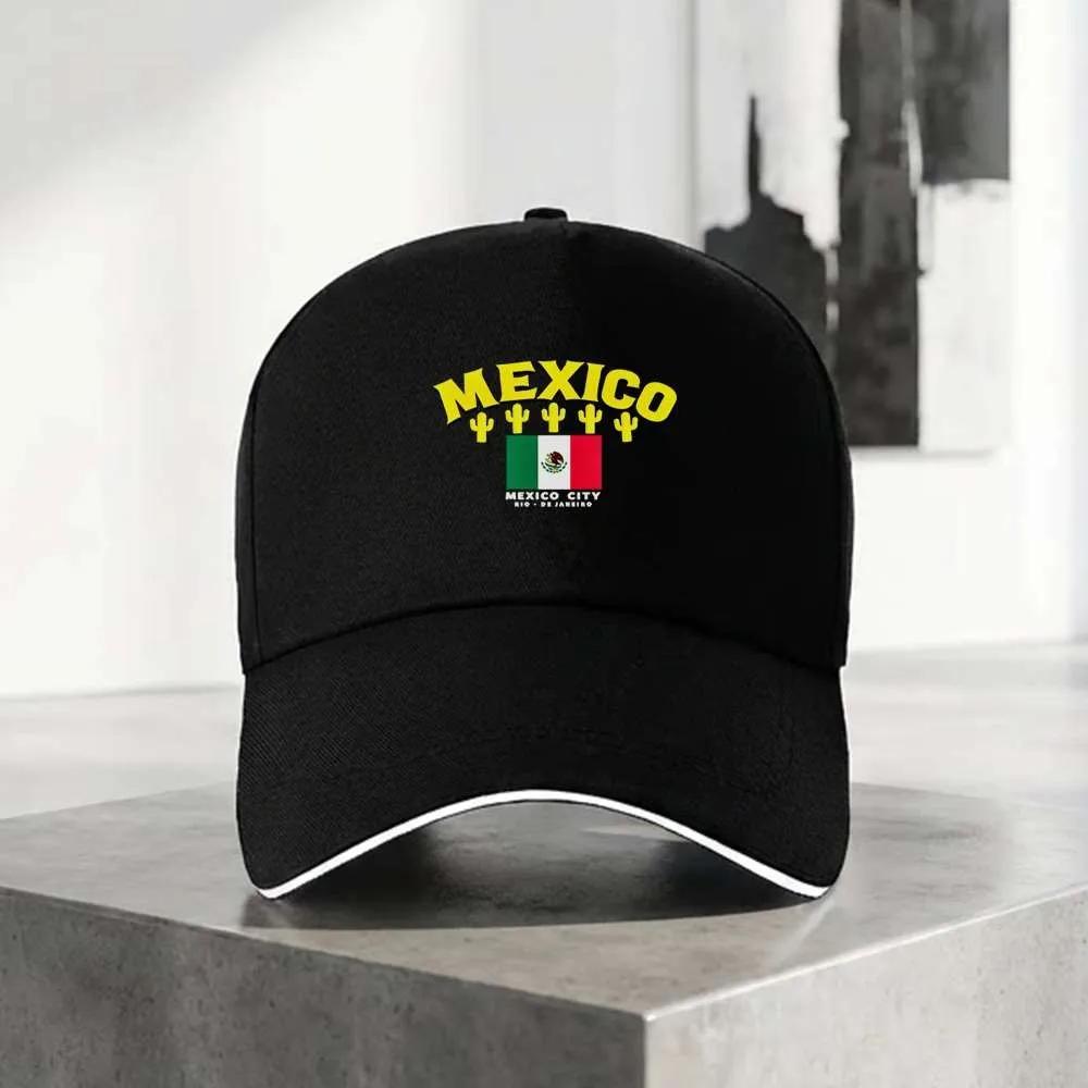Mexico Flag Cactus Baseball Cap Adjustable Polyester Casual Trucker Hat Unisex Adult