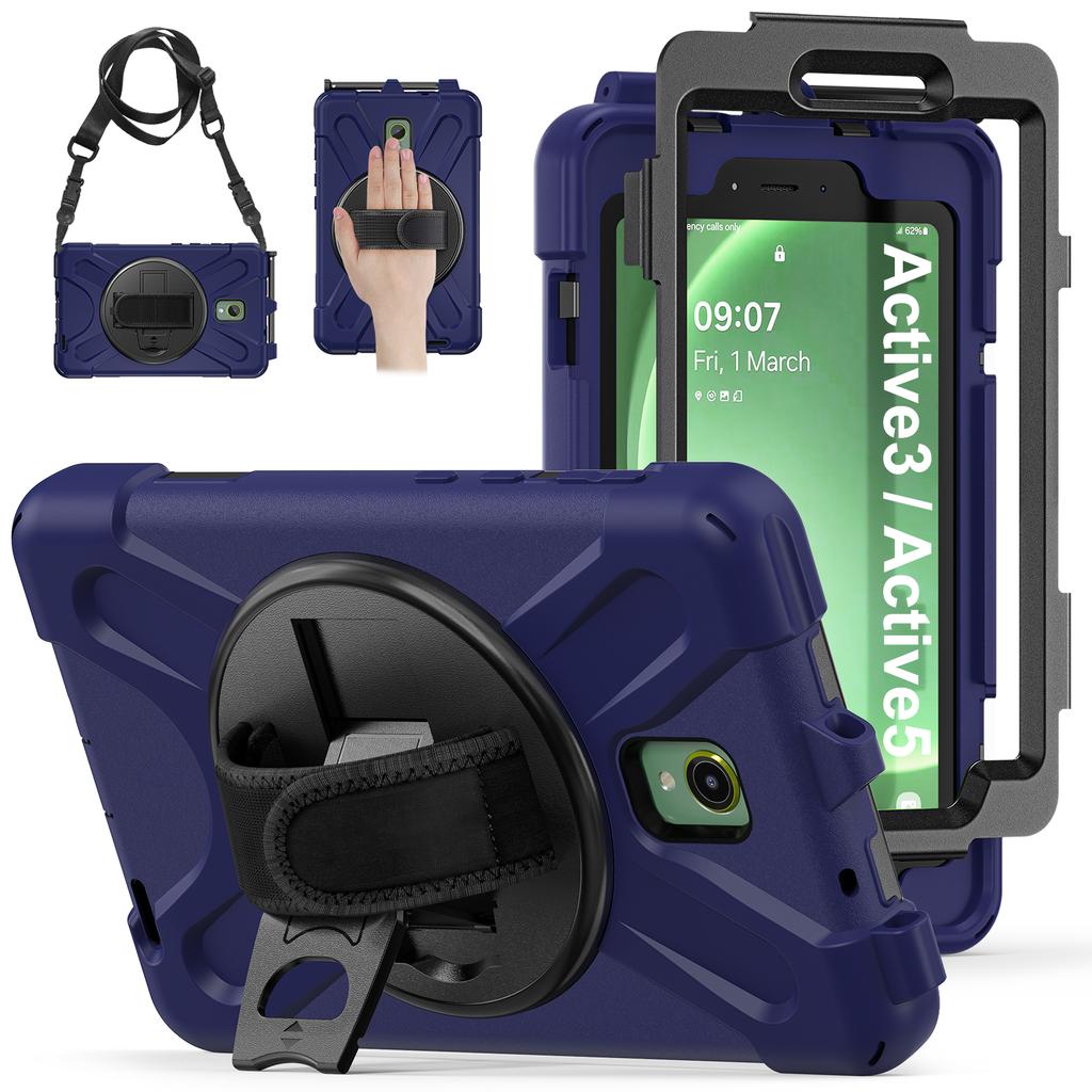 For Samsung Galaxy Tab Active 3 T570/Tab Active5 X306B Case PC+Silicone Protective Cover with Shoulder Strap
