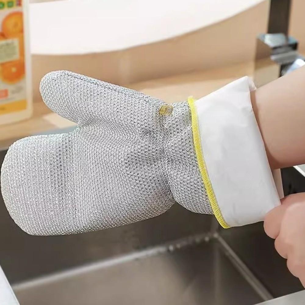 6PCS Extended Design Steel Wire Gloves Waterproof Cleaning Gloves Dishwashing Gloves  Kitchen Use
