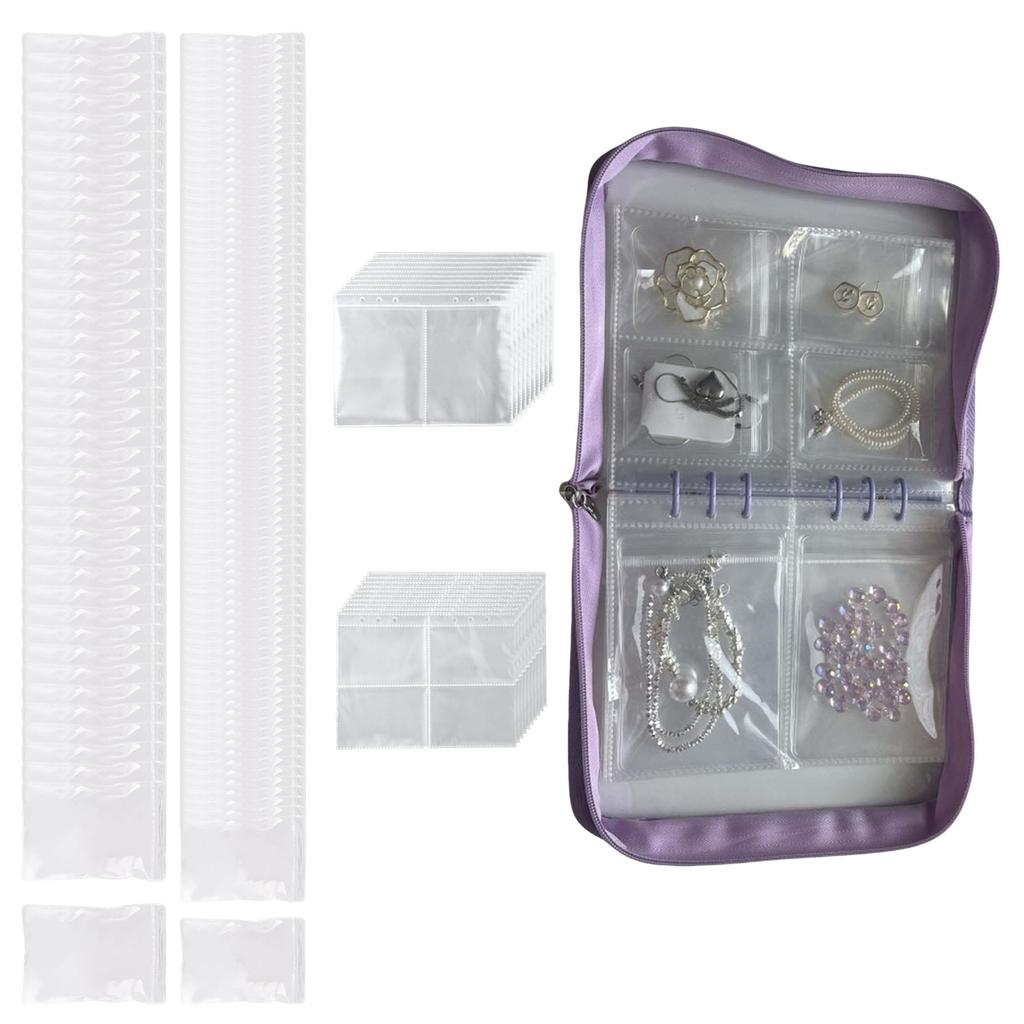 Travel Jewelry Organizer with PVC Bags Transparent Storage Book Pockets for Necklaces Earrings Rings and Bracelets