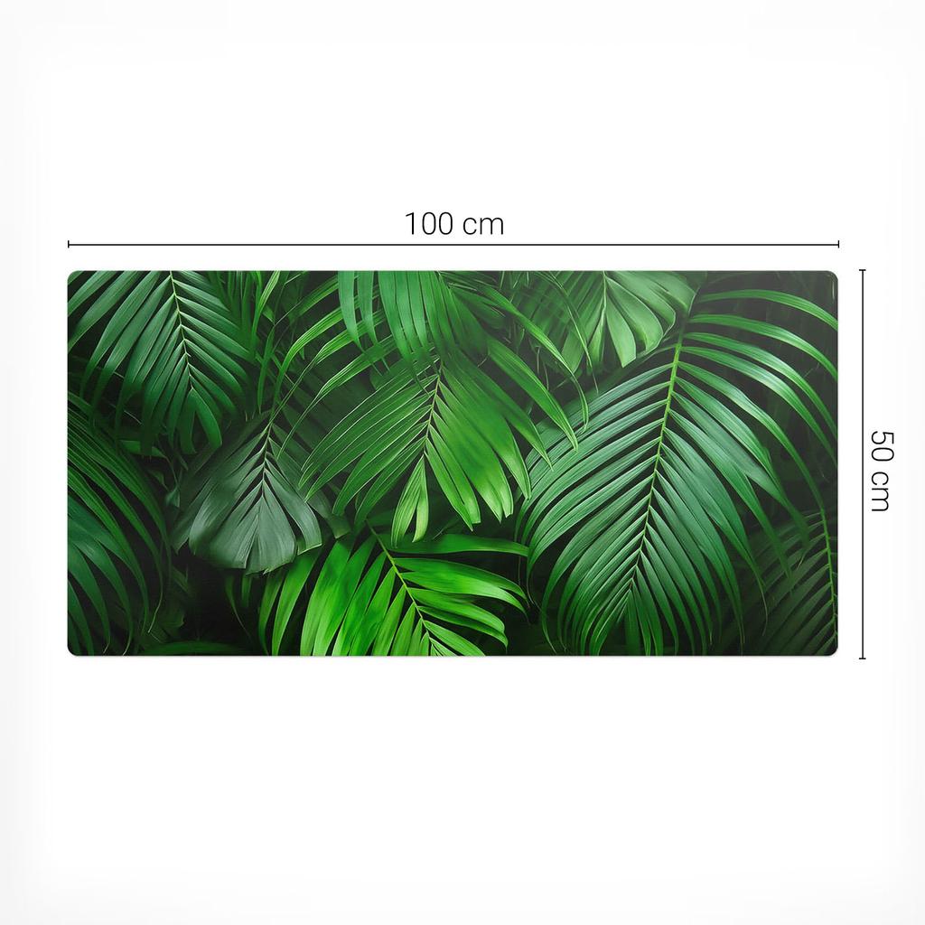 Protective Mat for Countertop for Company Office Palm Leaves Background 100X50 Cm