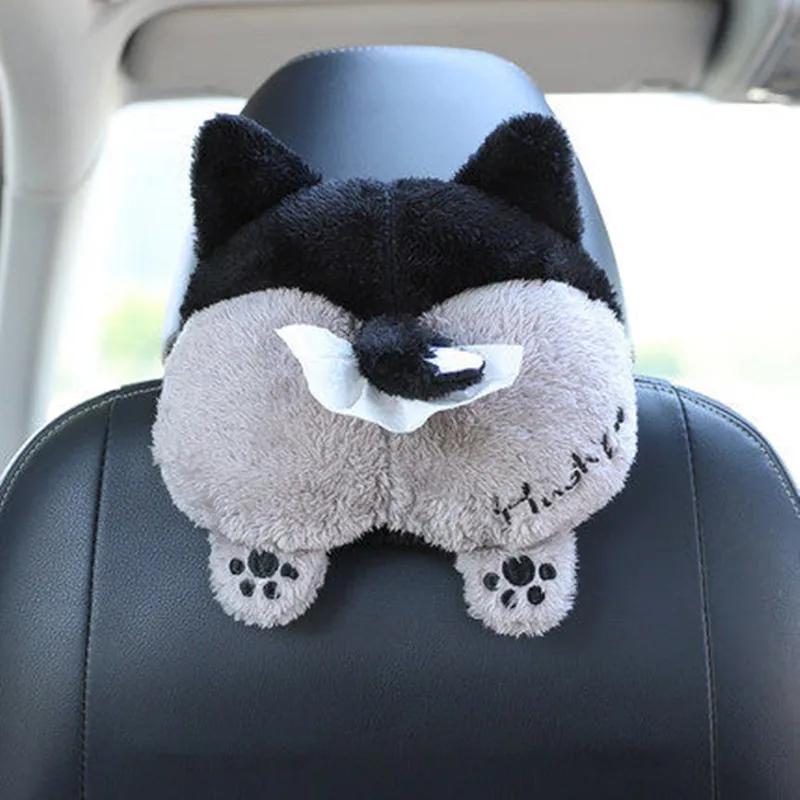 

Cartoon Animal Car Tissue Box Creative Short Plush Armrest Tissue Box Car Seat Back Hanging Tissue Holder Cute Car Accessories