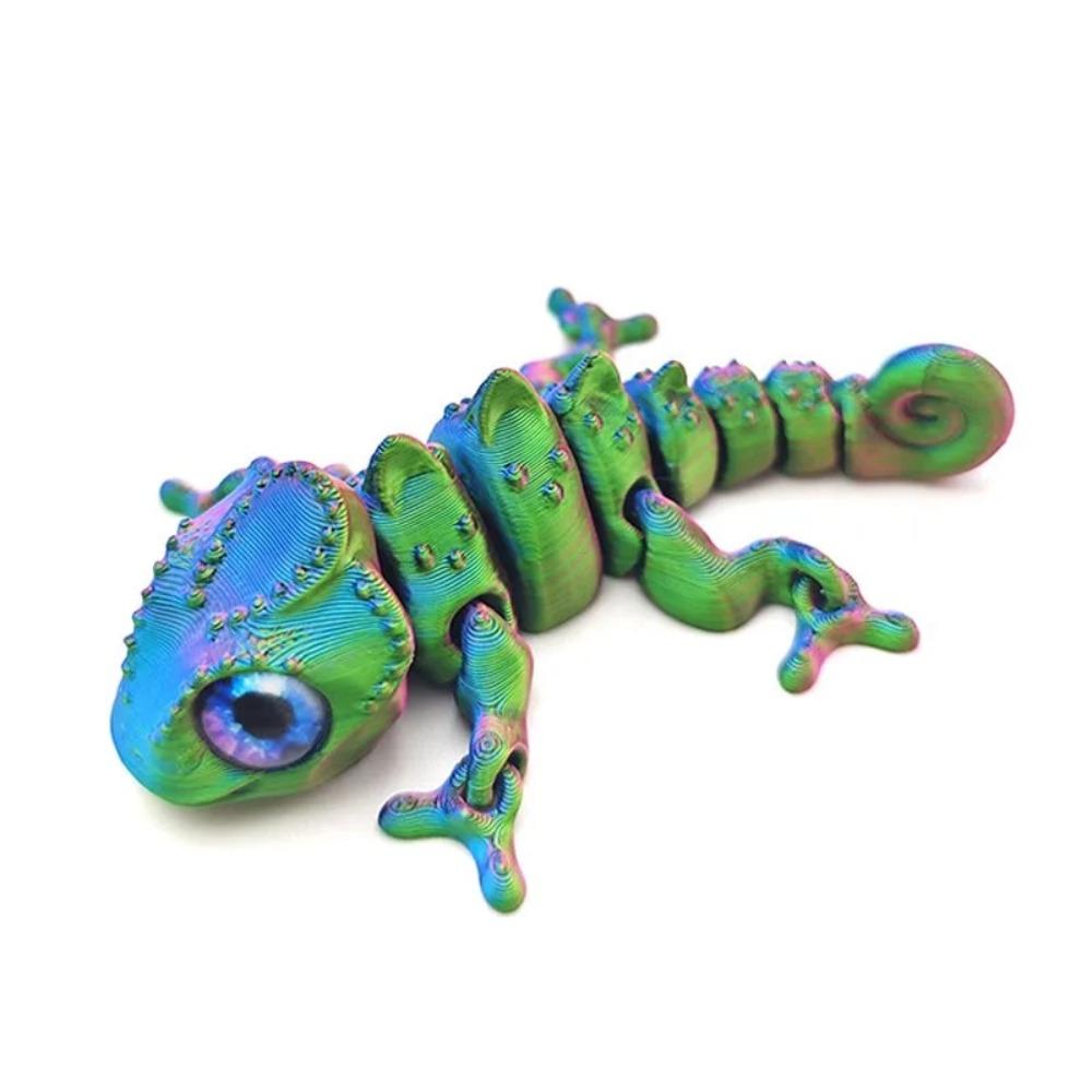 Neue 3D-Druck Chamäleonfiguren Mehrgelenkig Bewegliche Simulationsaugen für Heimaccessoires Kindergeschenk Zimmerdekoration 3d