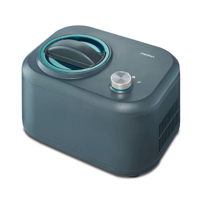 MEDION Machine à glace avec compresseur (convient pour la préparation de crèmes glacées, yaourts glacés &amp; sorbets, 1 litre, 100