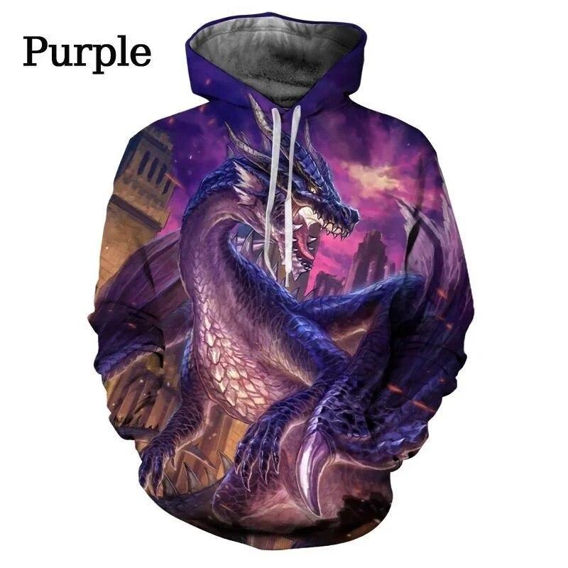 

Весенне-осенняя модная толстовка с 3D принтом дракона, повседневные пуловеры с длинными рукавами для пар, толстовка, мужская уличная одежда L
