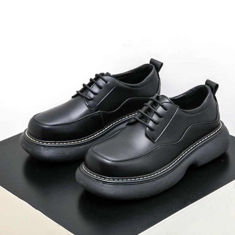 Fashion Handmade Men Leather Oxford Shoes Lace Up Casual Shoes Male Comfortable Formal Dress Footwear Outdoor Daily Derby Shoes Sneakers