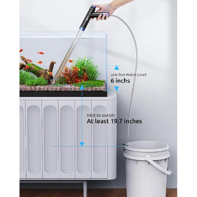 Aquarium Siphon Pump Gravel Cleaner, Fish Tank Vacuum Gravels Cleaning Kit, Manual Water Changer with Air Push Button, Aquariums Sand Clean Set, Hose