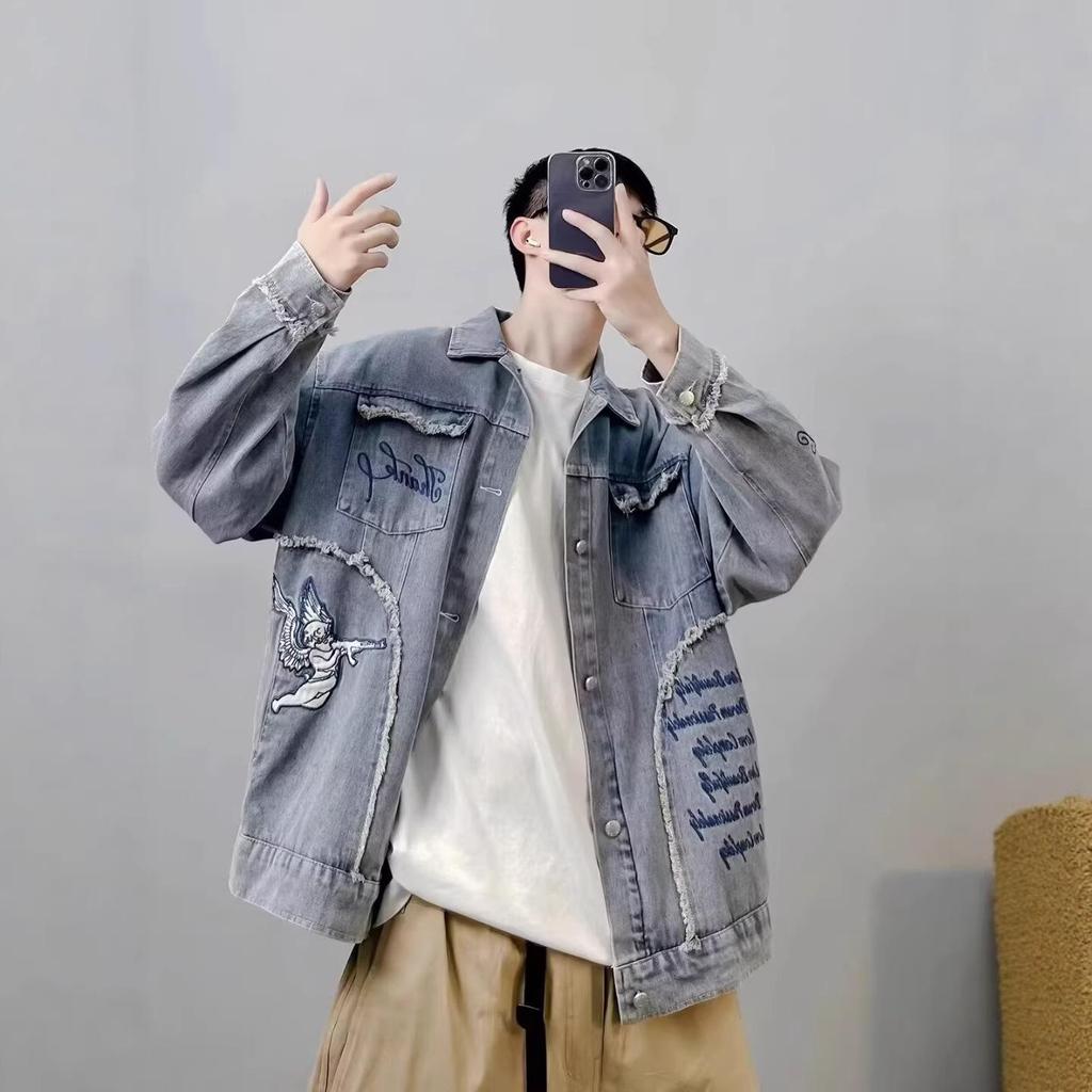 2025 Men's Spring/Autumn Pique Cool Jacket - High Street Hong Kong, Japanese Harajuku, Korean Trend, Loose Fit