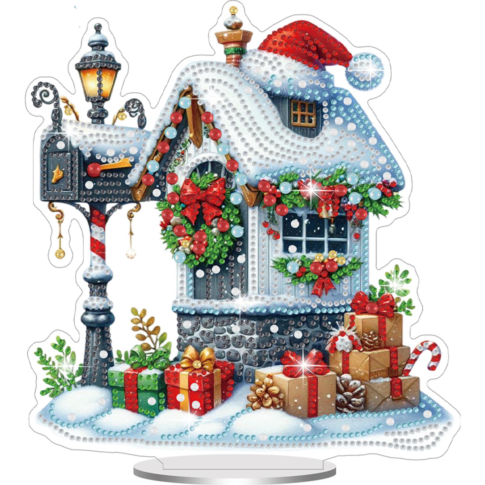 

Acrylic 2D/Flat Christmas DIY Table Top Diamond Painting Ornament Kits Desktop Diamond Art Kits for Home Office Desktop Decor