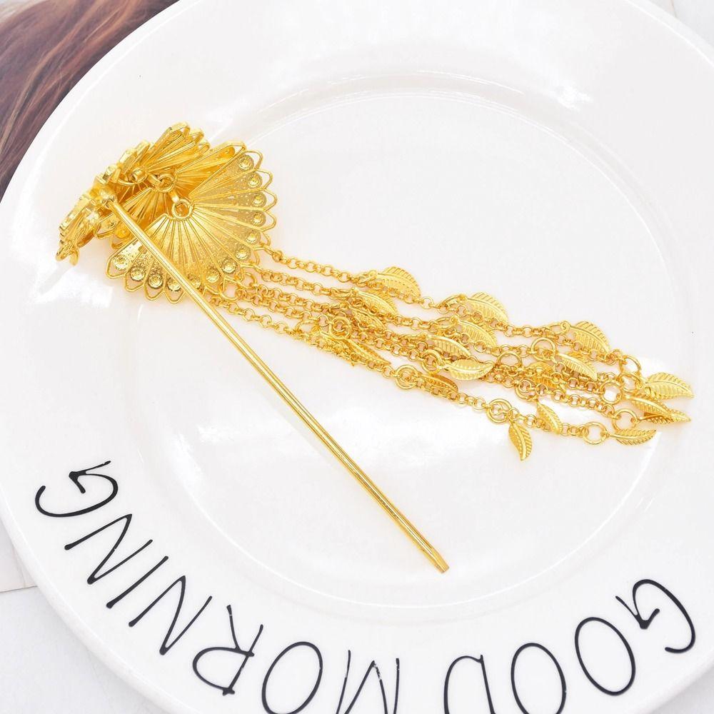 Fashion Headdress Stylish Headwear Chinese Hairpins Women Hair Fork Long Chain Peacock Hair Sticks