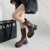 Fashion Comemore Vintage Thick Bottom Mid-calf Boots Women Autumn Soft Leather Western Short Bottes Femmes Chunky Heeled Boots for Woman