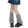 Ribbed Knit Cuffs Furry Leg Warmers for Women Students Winter Furry Plush Boot Covers Stretchy Calf Socks Streetwear