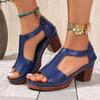 Chunky Heeled Gold Gladiator Sandals Women 2026 Summer Thick High Heels T-Strap Ladies Shoes Plus Size 36-43 Sandalias De Mujer