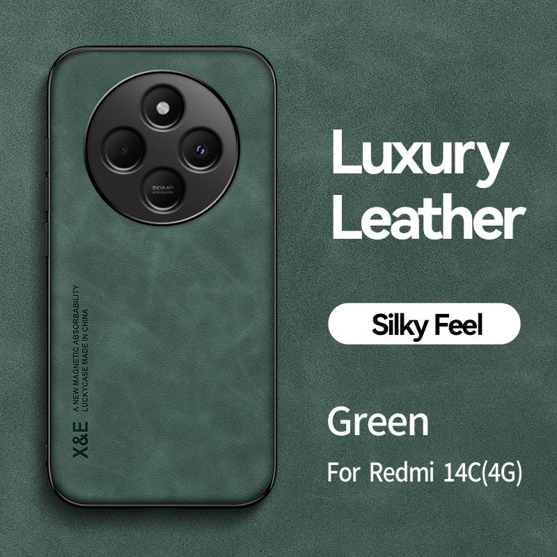 

Для Xiaomi Redmi 14C Чехол Силиконовый Противоударный Кожаный Магнитный Чехол для Телефона Для Xiaomi Redmi 14C 14 C Redmi14C 4G Матовая Задняя Крышка For Redmi 14C (4G) зелёный