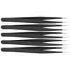 5Pcs Tweezers Stainless Steel AntiStatic Nipper Picking Tool Sewing Accessories Black(Straight Head )