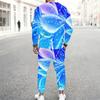 Men Rainbow Multicolor Swirl Tie Dye Style Print Long Sleeve Sweatshirt Jogger Pants Two Piece Suit
