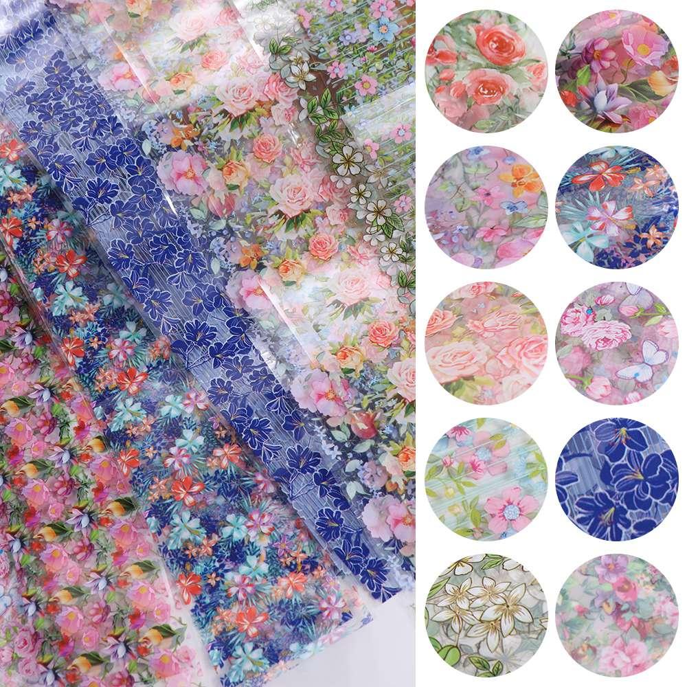 Nail Art Decoration Full Wraps Sliders Floral Nails Stickers Transfer Paper Decals Holographic Nails Decals Flower Nail Foils