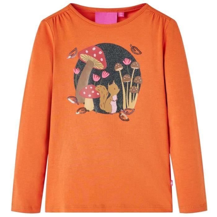 T-shirt enfants à manches longues imprimé écureuil 2 couleurs et 5 dimensions disponibles