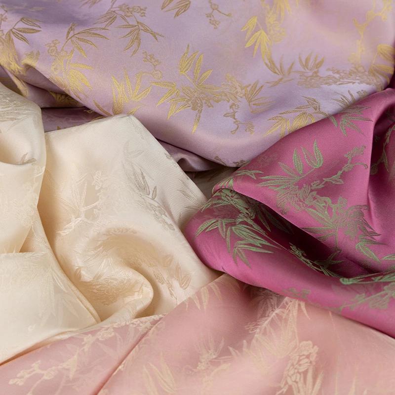 New Chinese Jacquard Fabric Rayon Satin Tang Suit Jacket National Style Coat Cheongsam Two-color Imitation Silk Acetate Fabric
