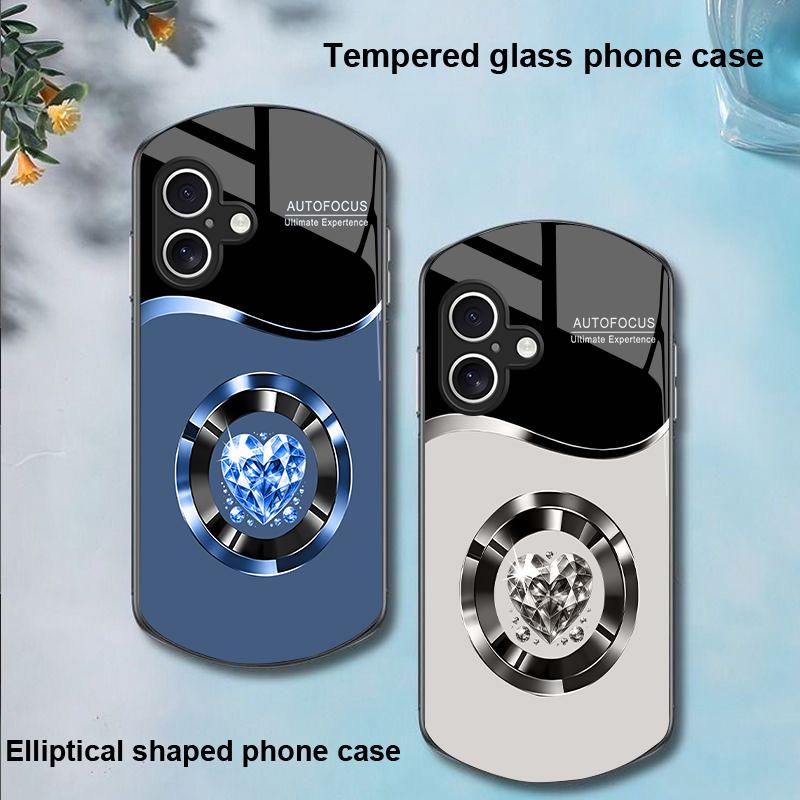Okrągły Diament na Apple IPhone 16 11 13 15 14 Pro Max 12 Mini 7 8 Plus XR X XS Etui na telefon ze szkła hartowanego o eliptycznym kształcie