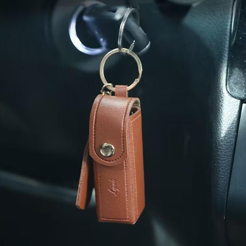 PU Leather Lipstick Bag Keychain Heart Pendant Mini Portable Key Chain Keyring