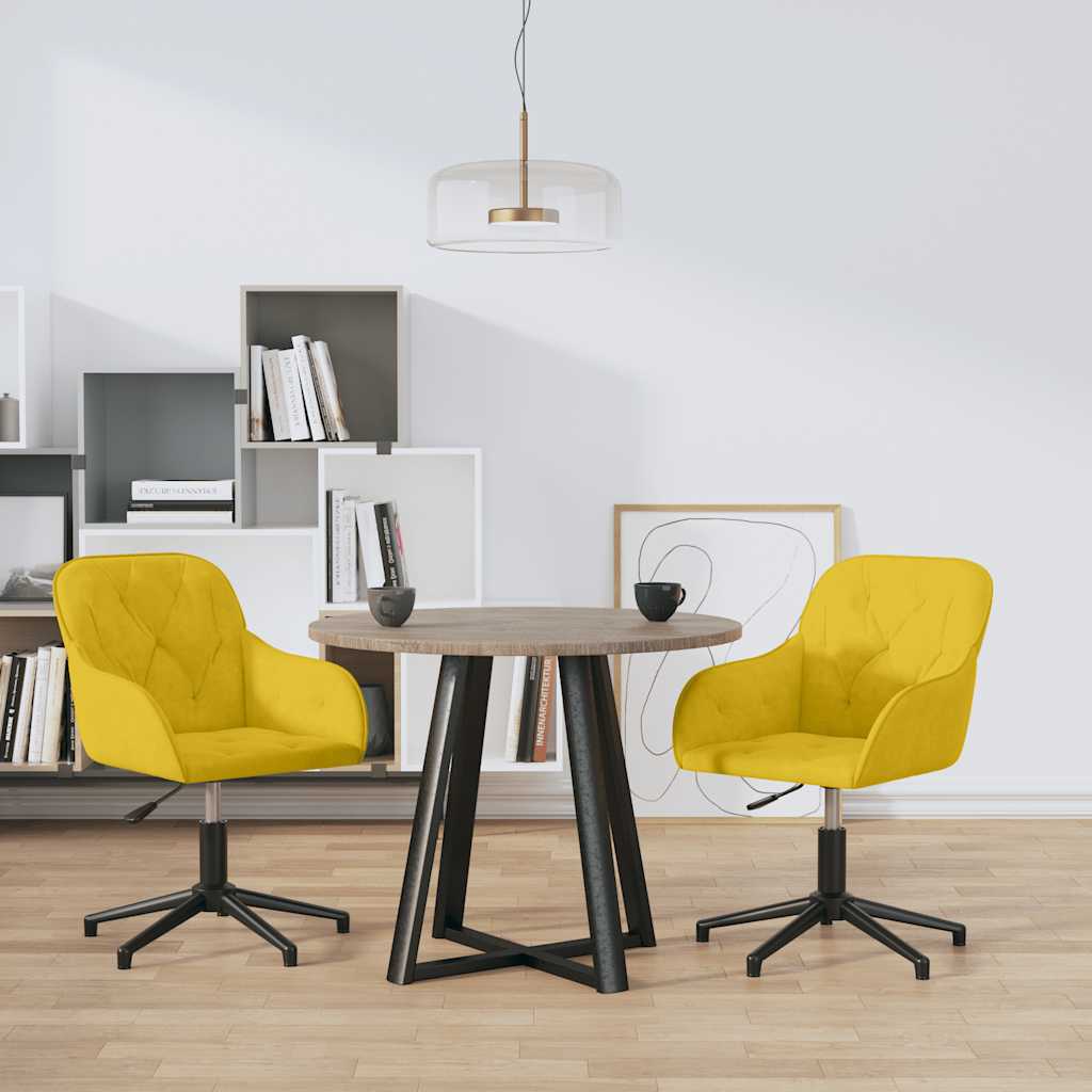 vidaXL Esszimmerstühle 2 Stk. Drehbar Gelb Samt