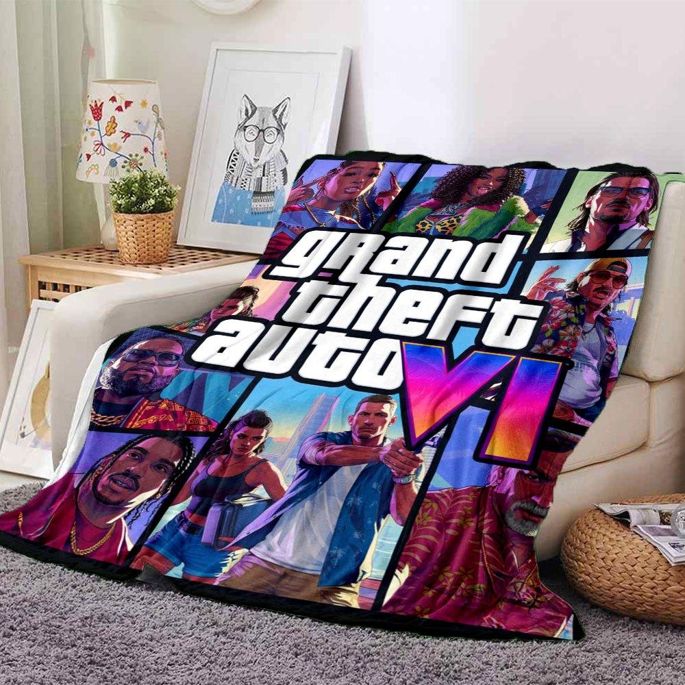 1pc Grand Theft Auto Soft Flannel Blanket with Designer Print A cozy blanket for all seasons, perfect for the couch, bed, office