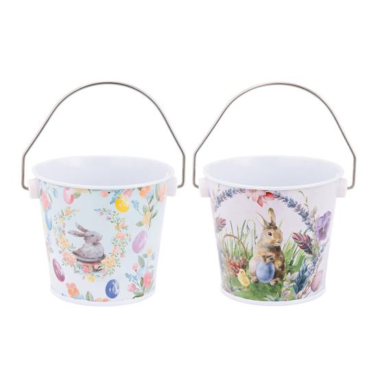 1/2/3/4/5/6 ks Veselý velikonoční zajíček kovový kbelík s uchem Velká kapacita Velikonoční zajíček Dekorativní kbelík na skladování sladkostí a dárků Velikonoční potřeby