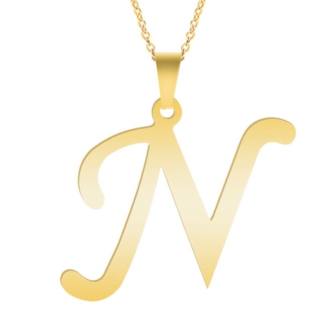 Gull alfabetet halskjeder for kvinner Smykker kjede på halsen 26 bokstaver anheng Halskjede rustfritt stål choker kvinne tilbehør