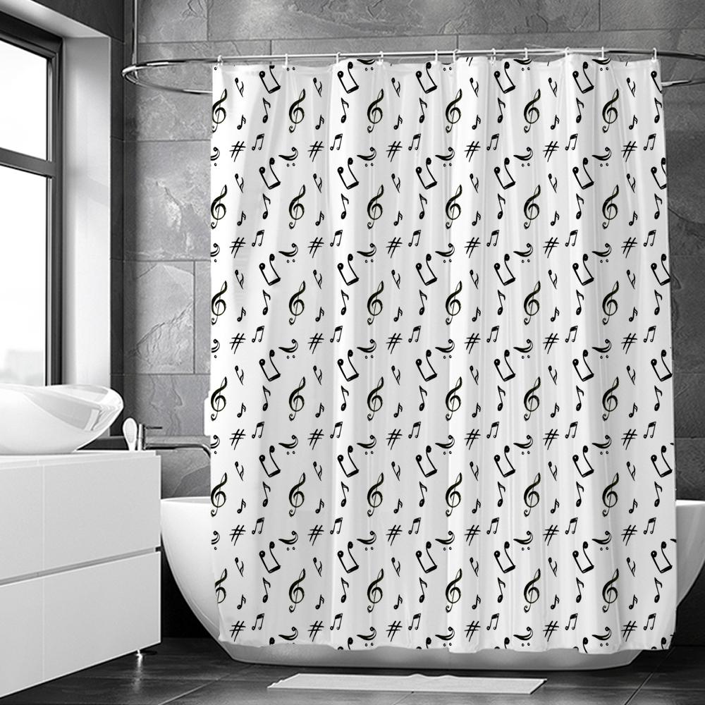 Butterfly Music Style Shower Curtain Fantasy Art Musical Note Waterproof Fabric Bathroom Curtain Room Decor Curtains With Hooks