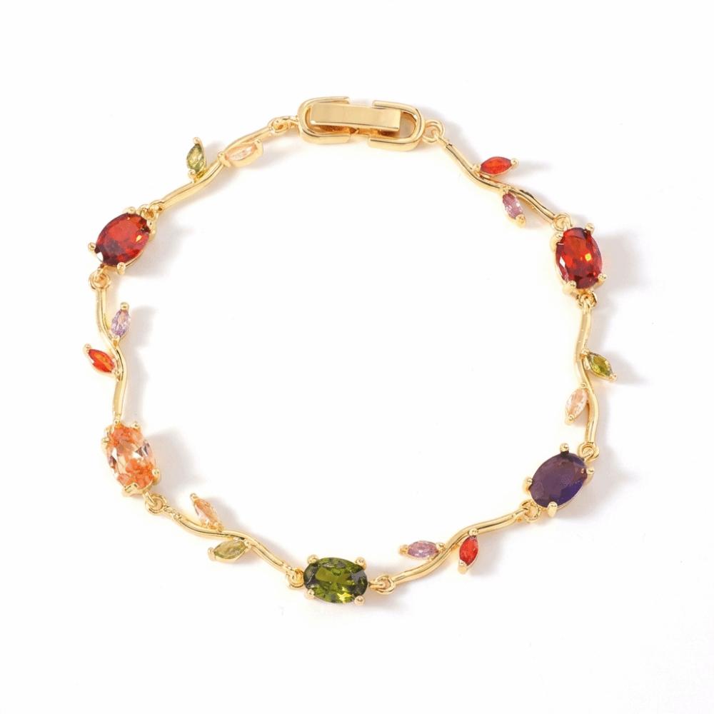 Luxury Sparkling Leaf Chain Gold Silver Color Crystal Sparkling Leaf Bracelets  Jewelry Gift