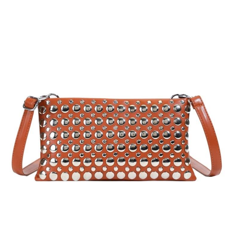 

Crossbody Purse for Women,Soft Pu Leather Crossbody Bag Women s Shoulder Handbags Clutch with Rivets Studded Designs коричневий