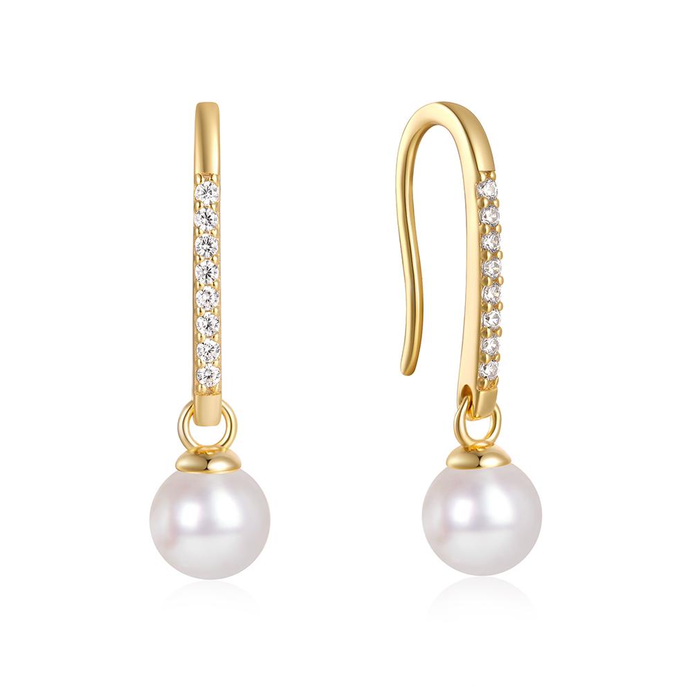 CANNER Jewelry Women Luxury Simple Cubic Zirconia Drop Dangling Earring 925 Sterling Silver Pearl Hook Earrings