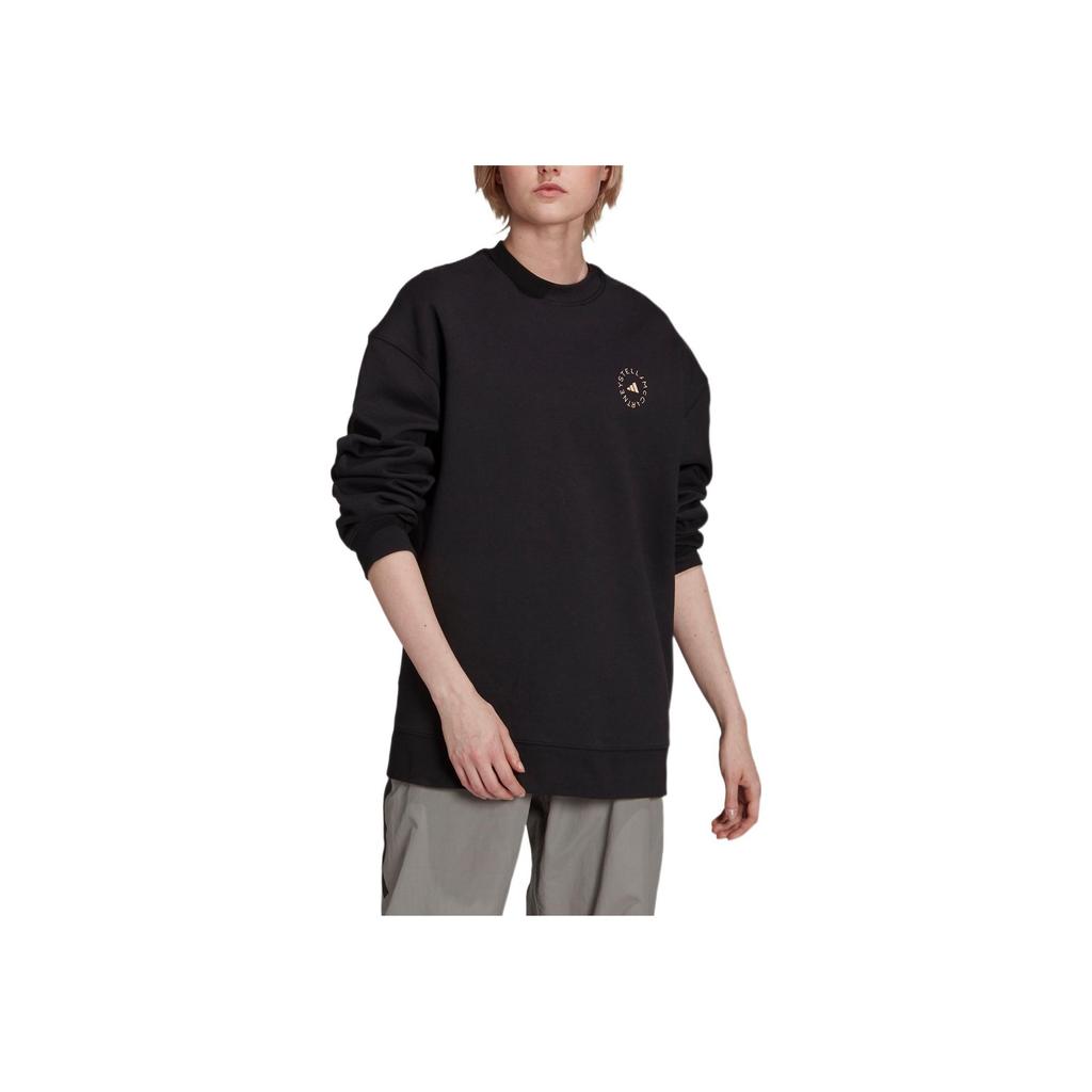 Adidas Logo Print Round Neck Pullover Sweatshirt Women Tops Black GU9407