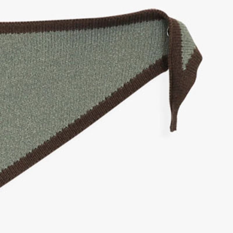 healiote BORDER BUTTONHOLE KNIT SCARF_GREEN