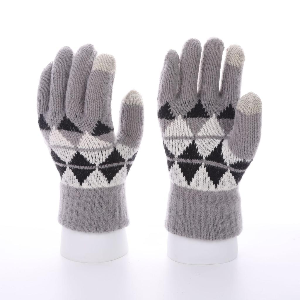 Winter Neu Warme Anti-Rutsch Verdickte Wollhandschuhe Gestrickte Mode Jacquard Handschuhe Bequem, Lässig und Vielseitig