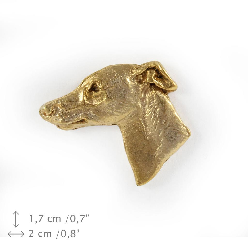Whippet - gold-plated pin brooch, elegant dog ornament, unique pin by Art-Dog brand