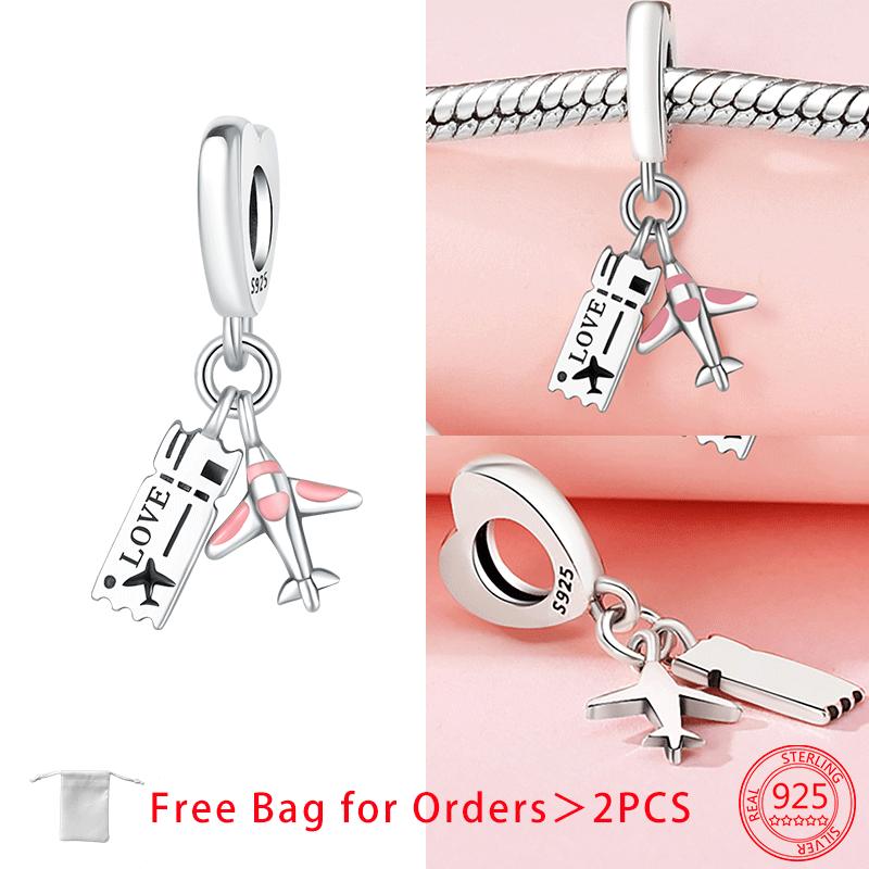 

Оригинальные медные шармы Путешествия Циркон Самолет Багаж Солнцезащитные очки Бусины Подвеска Подходят для браслета Ювелирные изделия Изысканный подарок